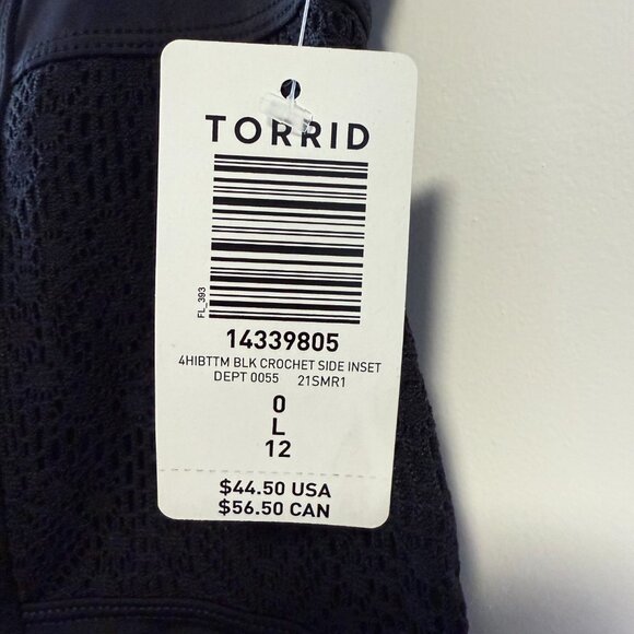 Torrid Black Crochet Detail Swim Bottom Size L/12 - Picture 6 of 7